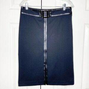 Chelsea & Theodore Faux Leather Belted Skirt